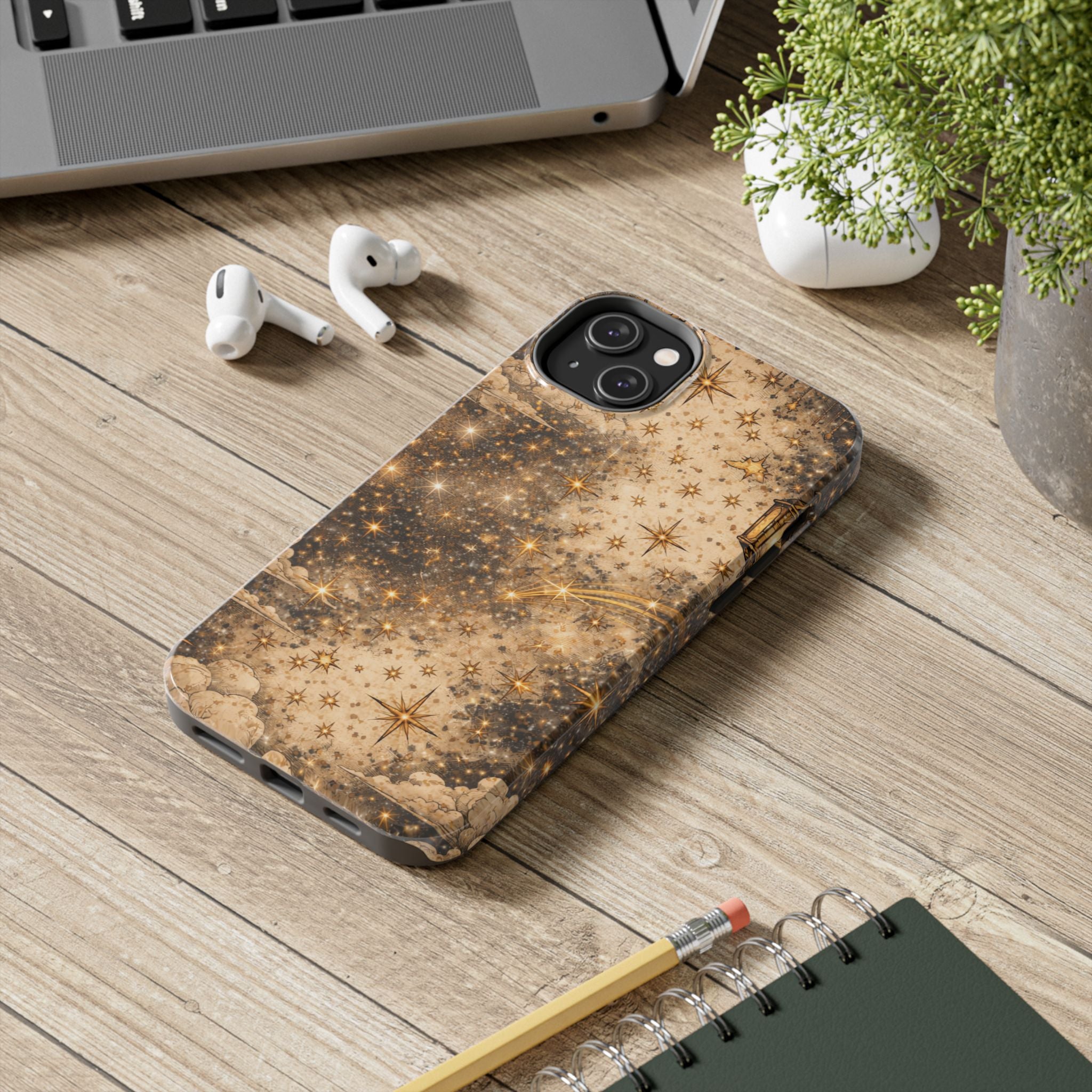 Celestial Stars Tough Phone Case — Vintage Gold Starry Sky Protection
