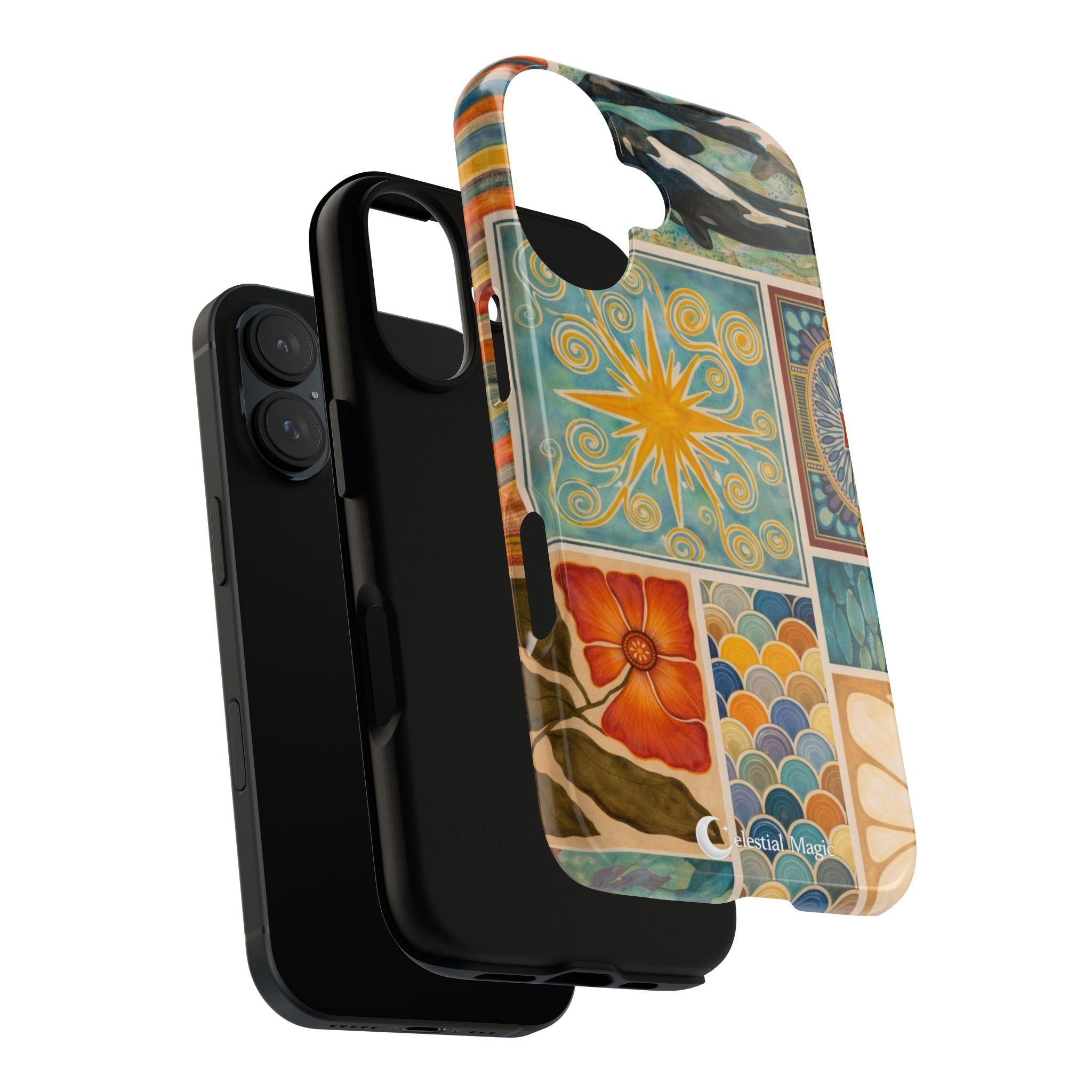 Boho Tile Pattern Phone Case — Ceramic Mosaic Floral & Star Tough Case