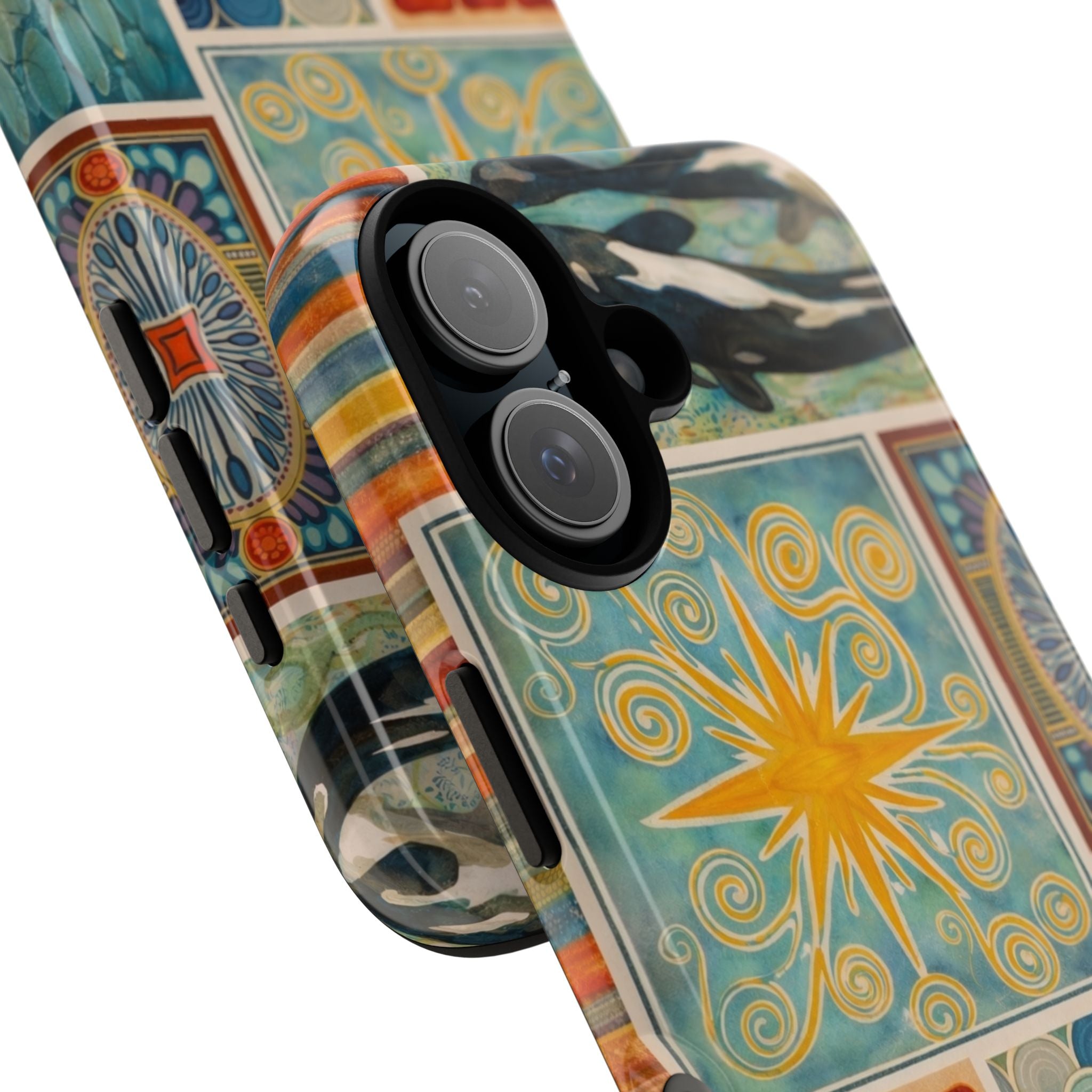 Boho Tile Pattern Phone Case — Ceramic Mosaic Floral & Star Tough Case
