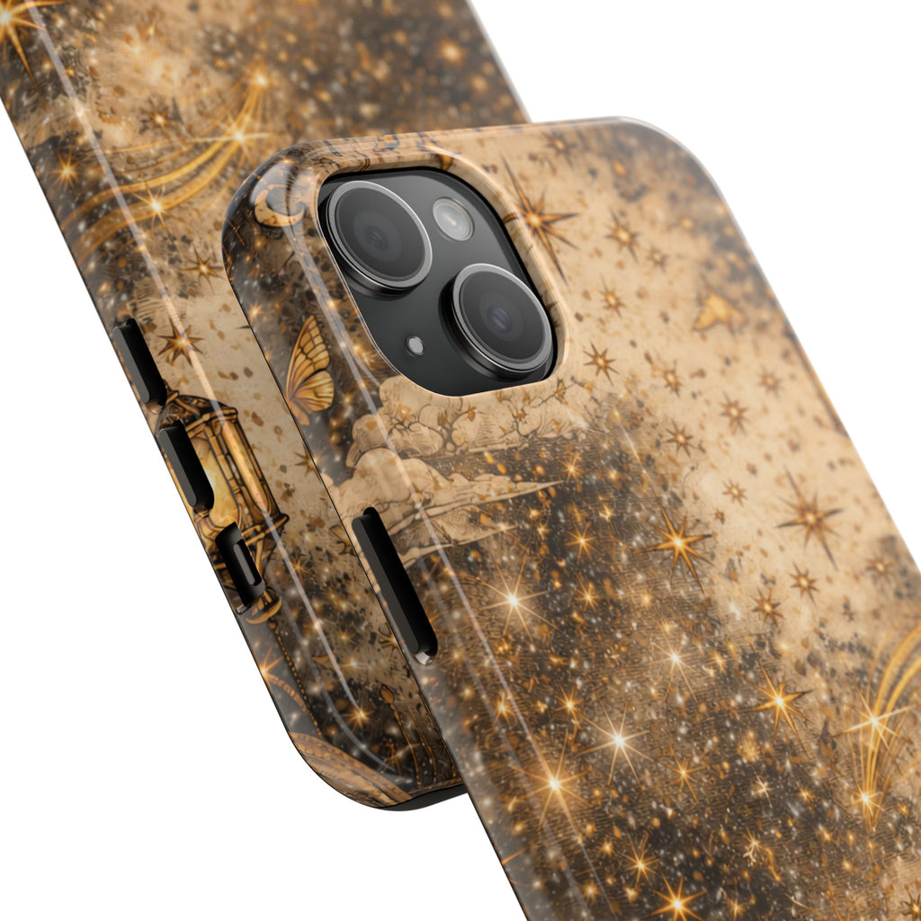 Celestial Stars Tough Phone Case — Vintage Gold Starry Sky Protection