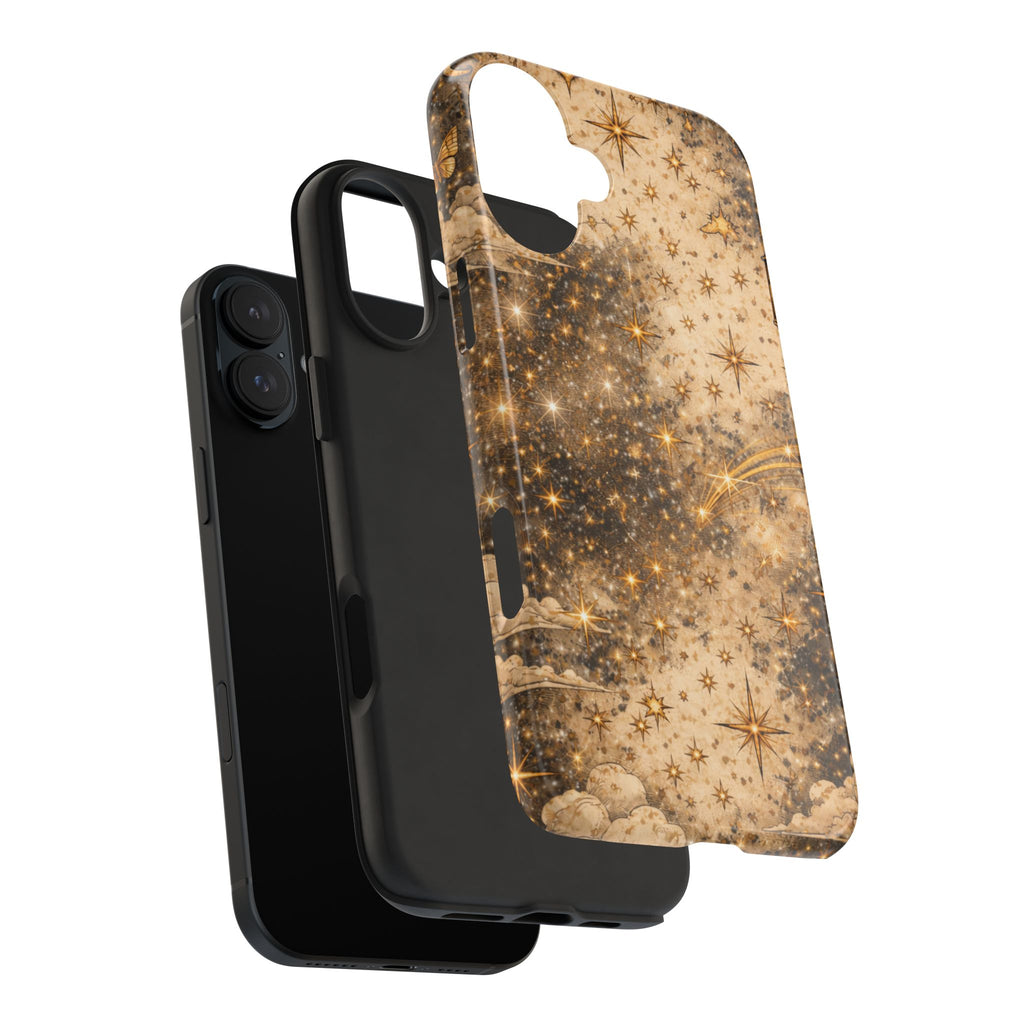 Celestial Stars Tough Phone Case — Vintage Gold Starry Sky Protection