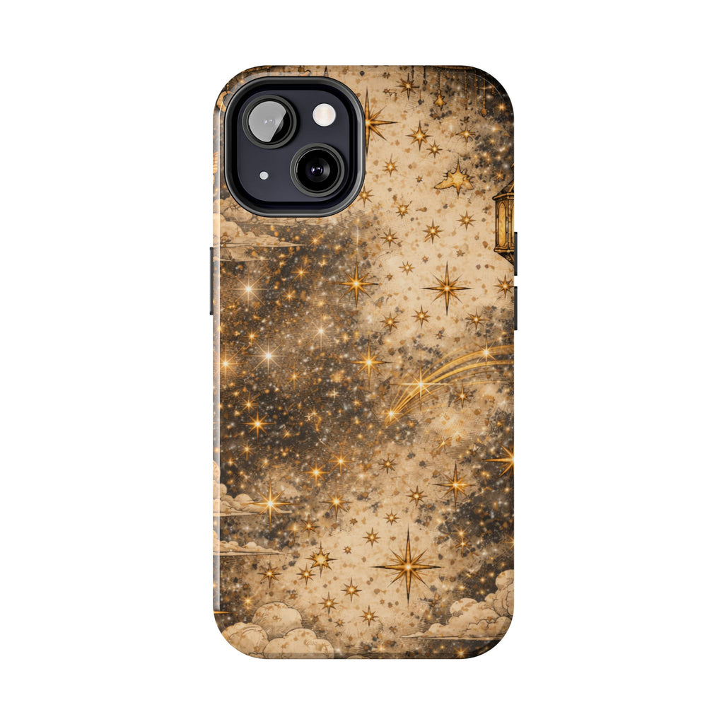 Celestial Stars Tough Phone Case — Vintage Gold Starry Sky Protection