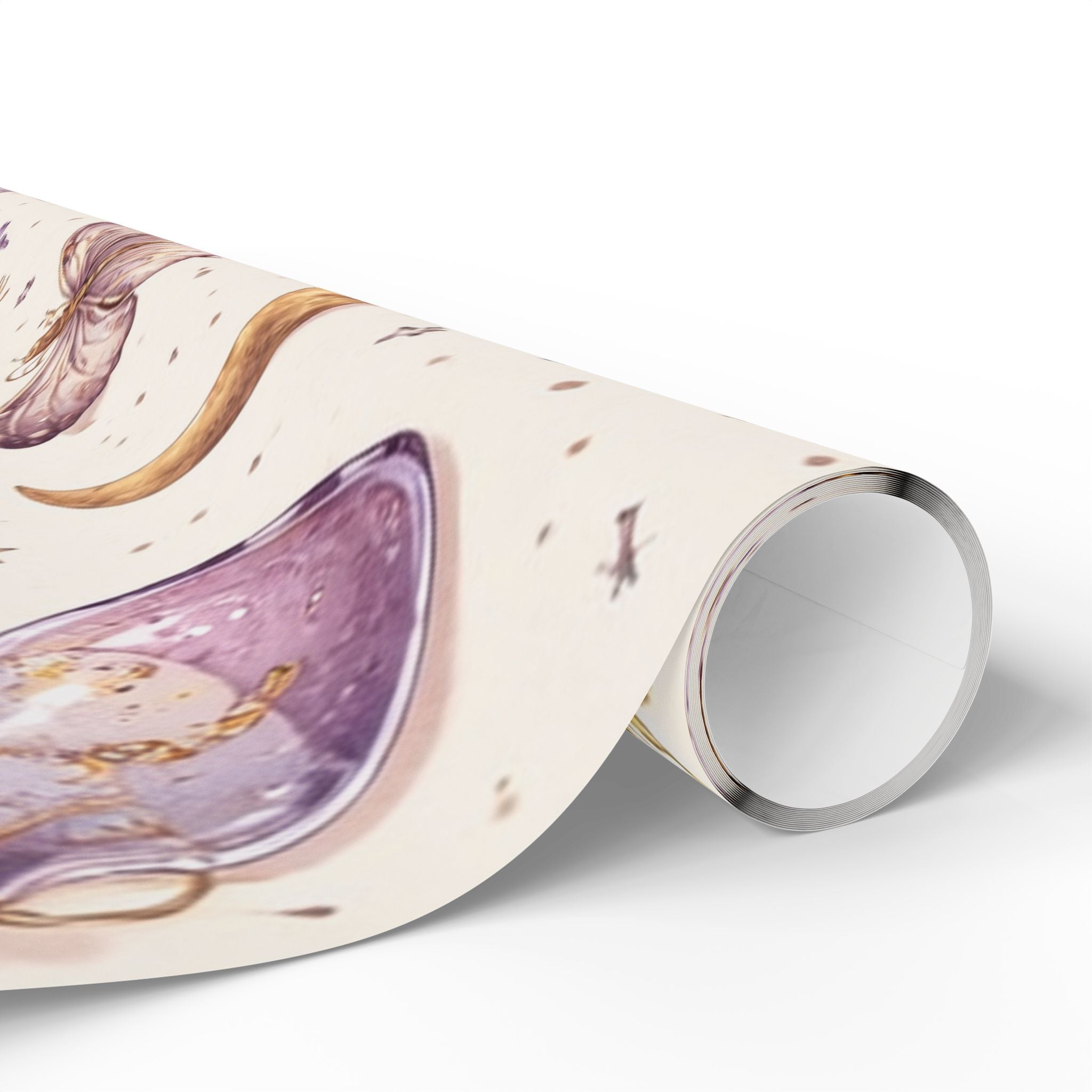 Witch Hat & Broomstick Pattern Wrapping Paper | Lavender Herbs, Stars