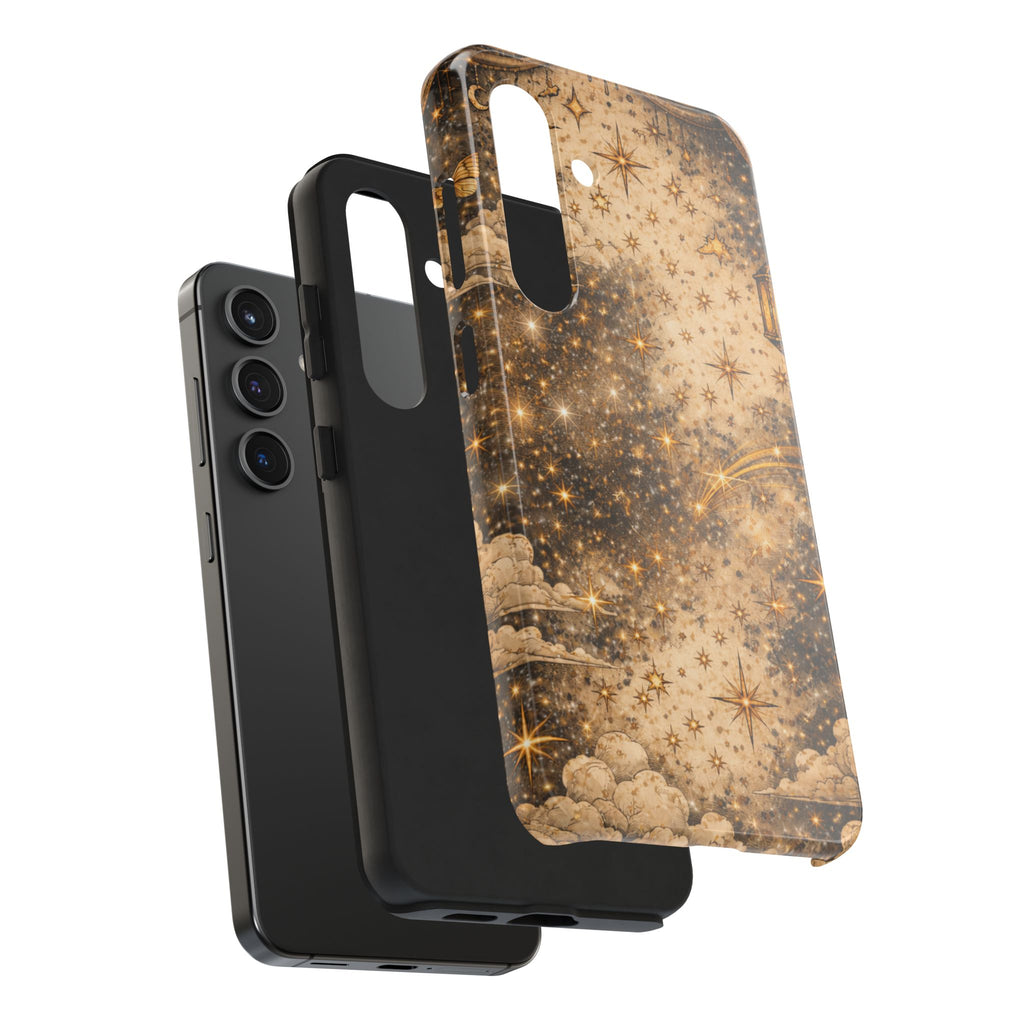 Celestial Stars Tough Phone Case — Vintage Gold Starry Sky Protection