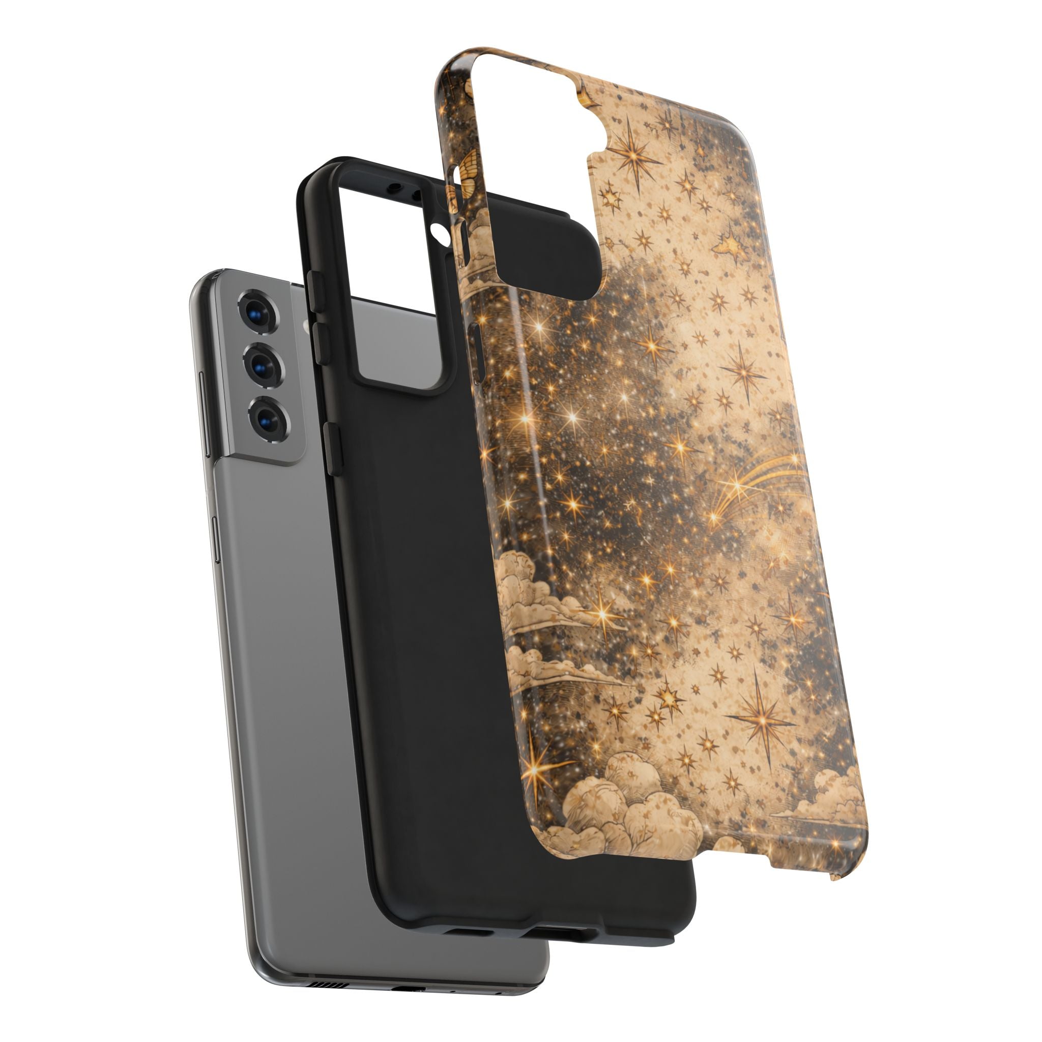 Celestial Stars Tough Phone Case — Vintage Gold Starry Sky Protection