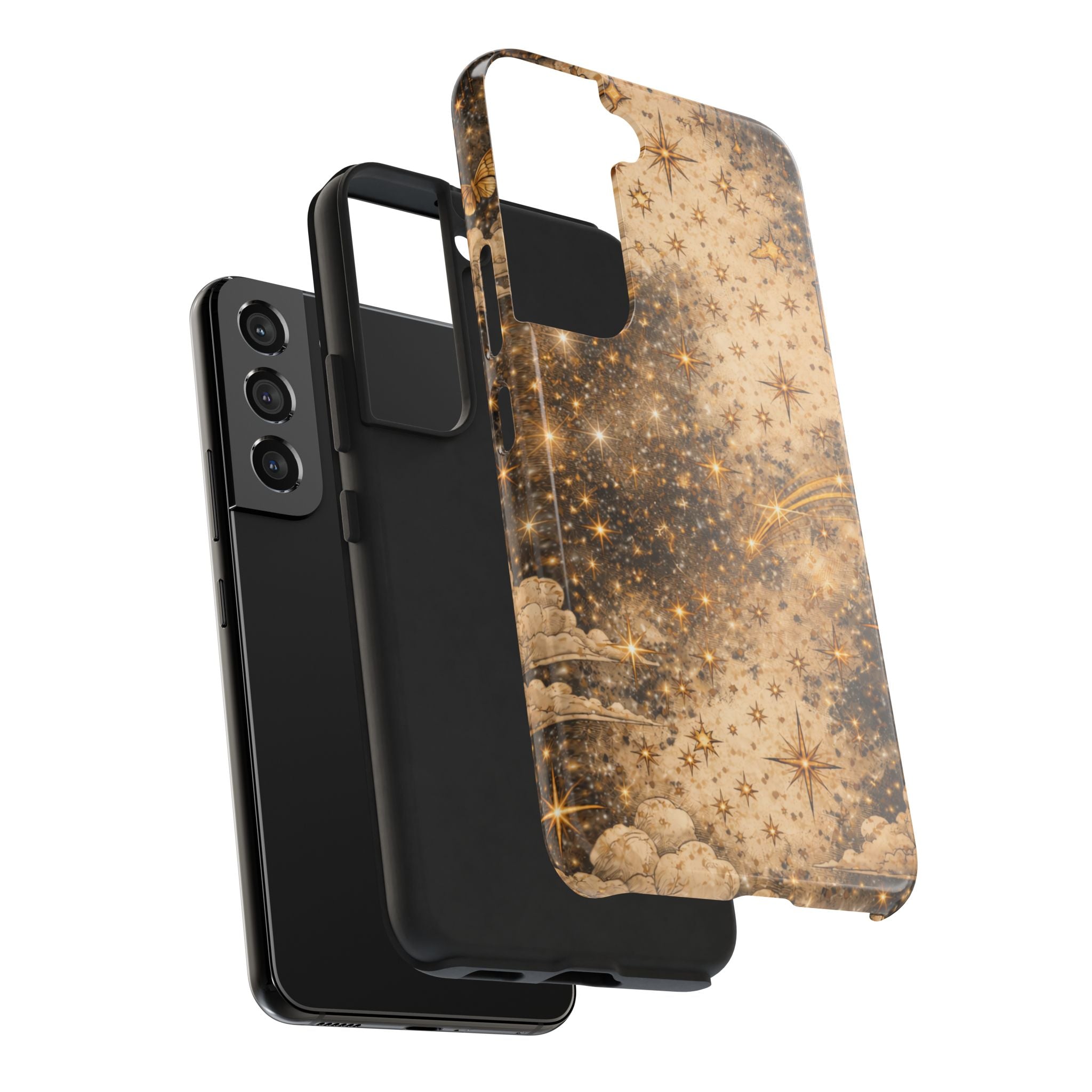 Celestial Stars Tough Phone Case — Vintage Gold Starry Sky Protection