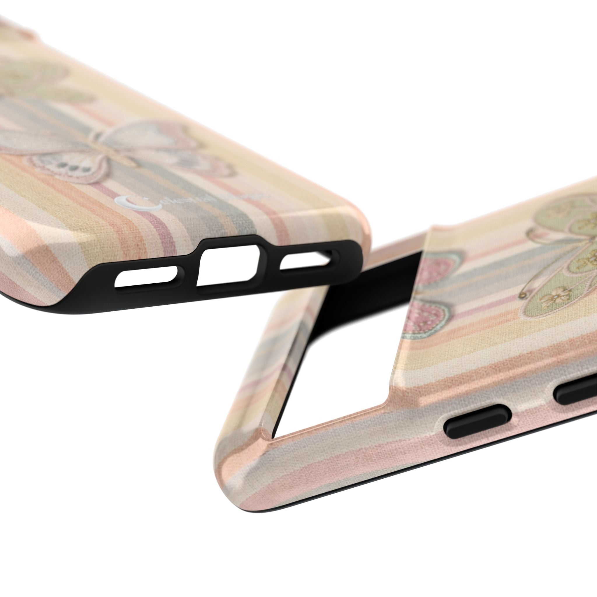 Butterfly Stripes Phone Case — Pastel Vintage Floral iPhone Cover