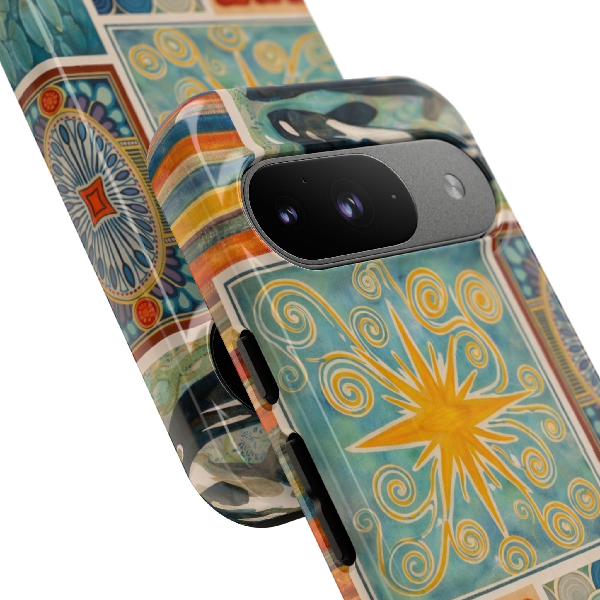 Boho Tile Pattern Phone Case — Ceramic Mosaic Floral & Star Tough Case