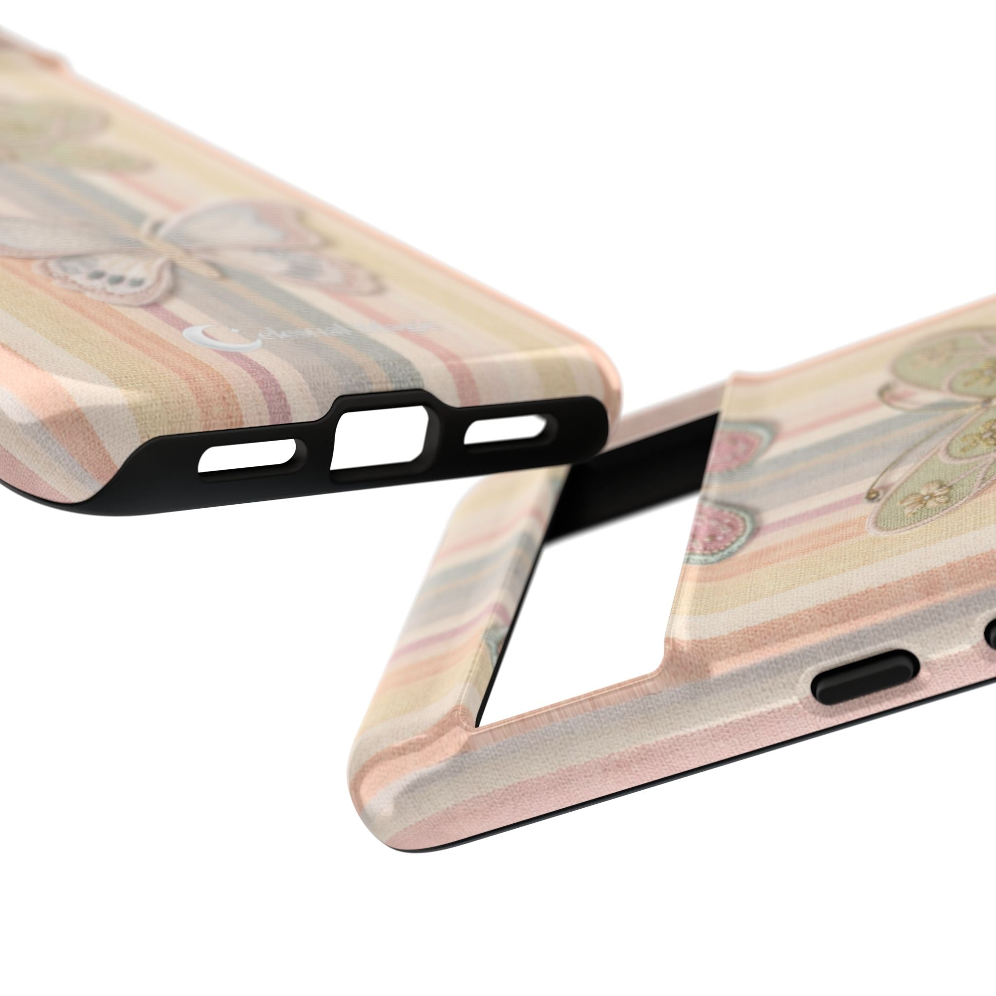 Butterfly Stripes Phone Case — Pastel Vintage Floral iPhone Cover