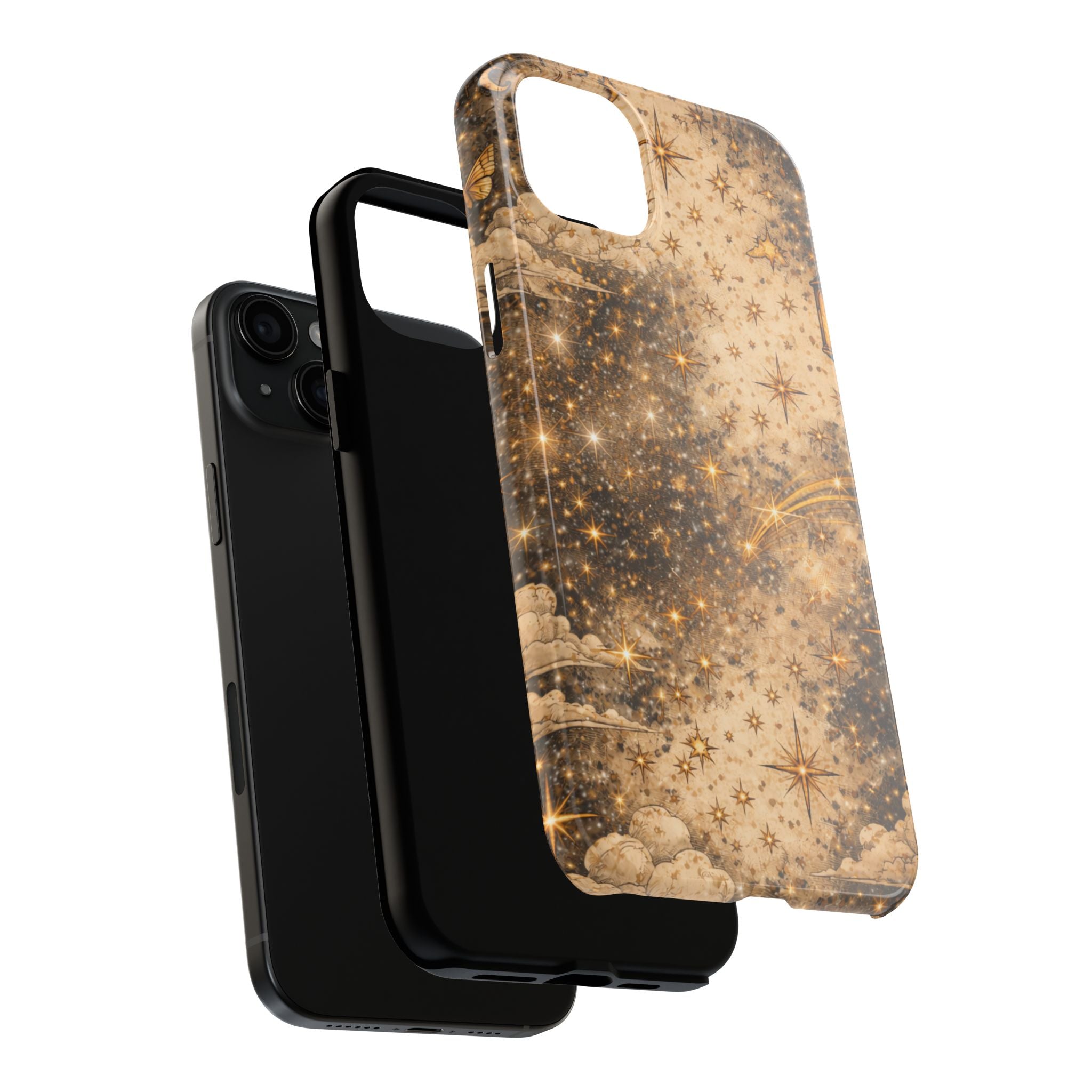 Celestial Stars Tough Phone Case — Vintage Gold Starry Sky Protection