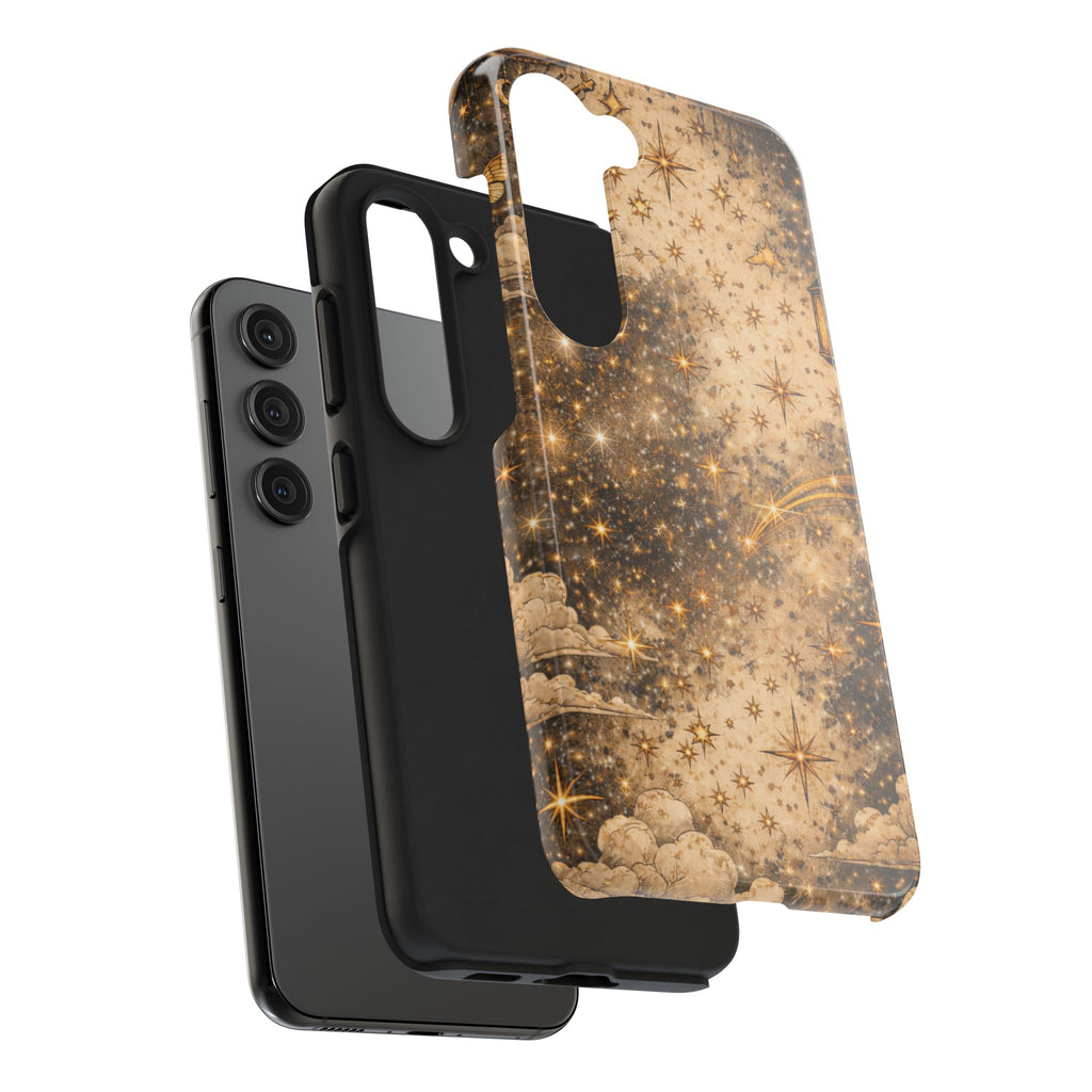 Celestial Stars Tough Phone Case — Vintage Gold Starry Sky Protection