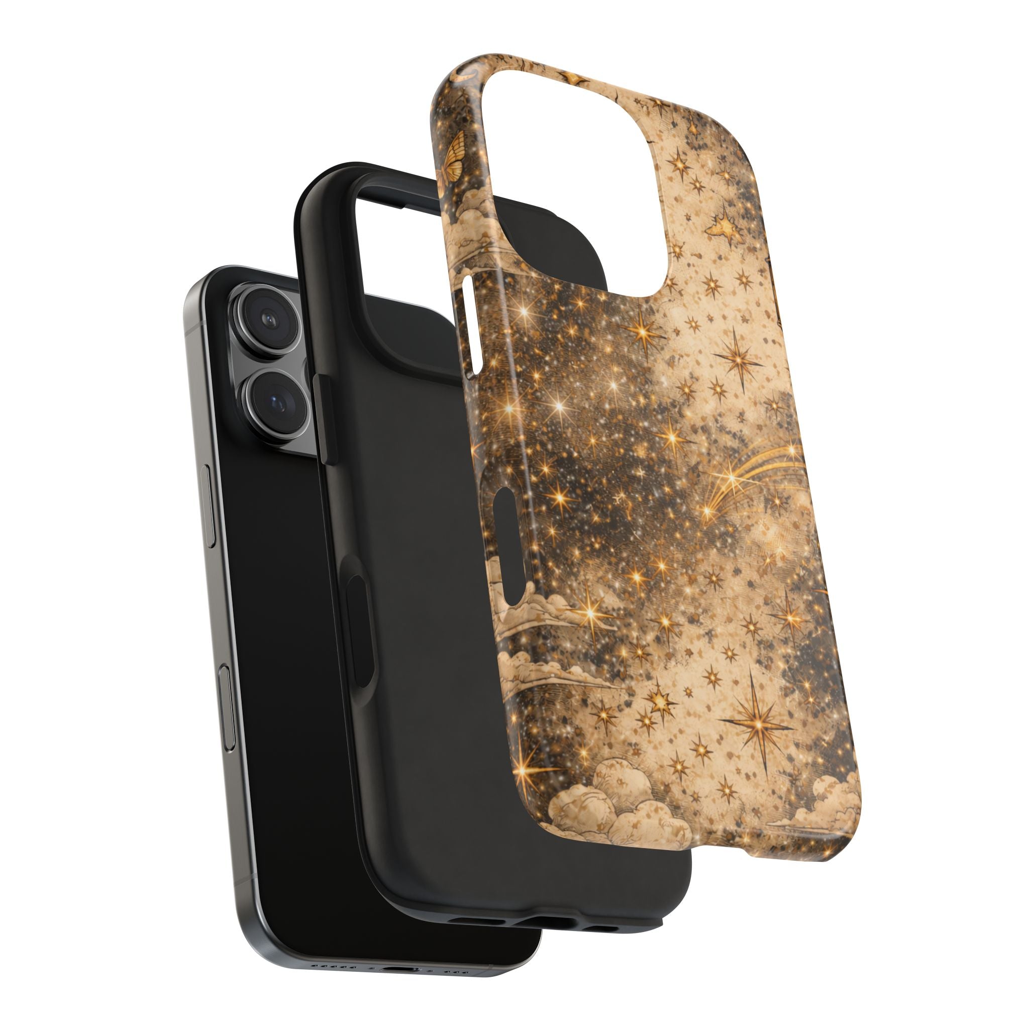 Celestial Stars Tough Phone Case — Vintage Gold Starry Sky Protection